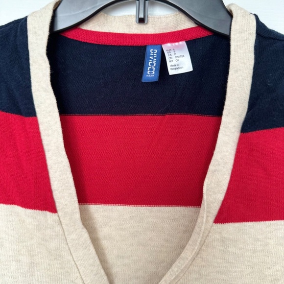Men’s DIVIDED (H&M) Cardigan Sweater - Color Blue, Red, Cream - Size S - Picture 2 of 3
